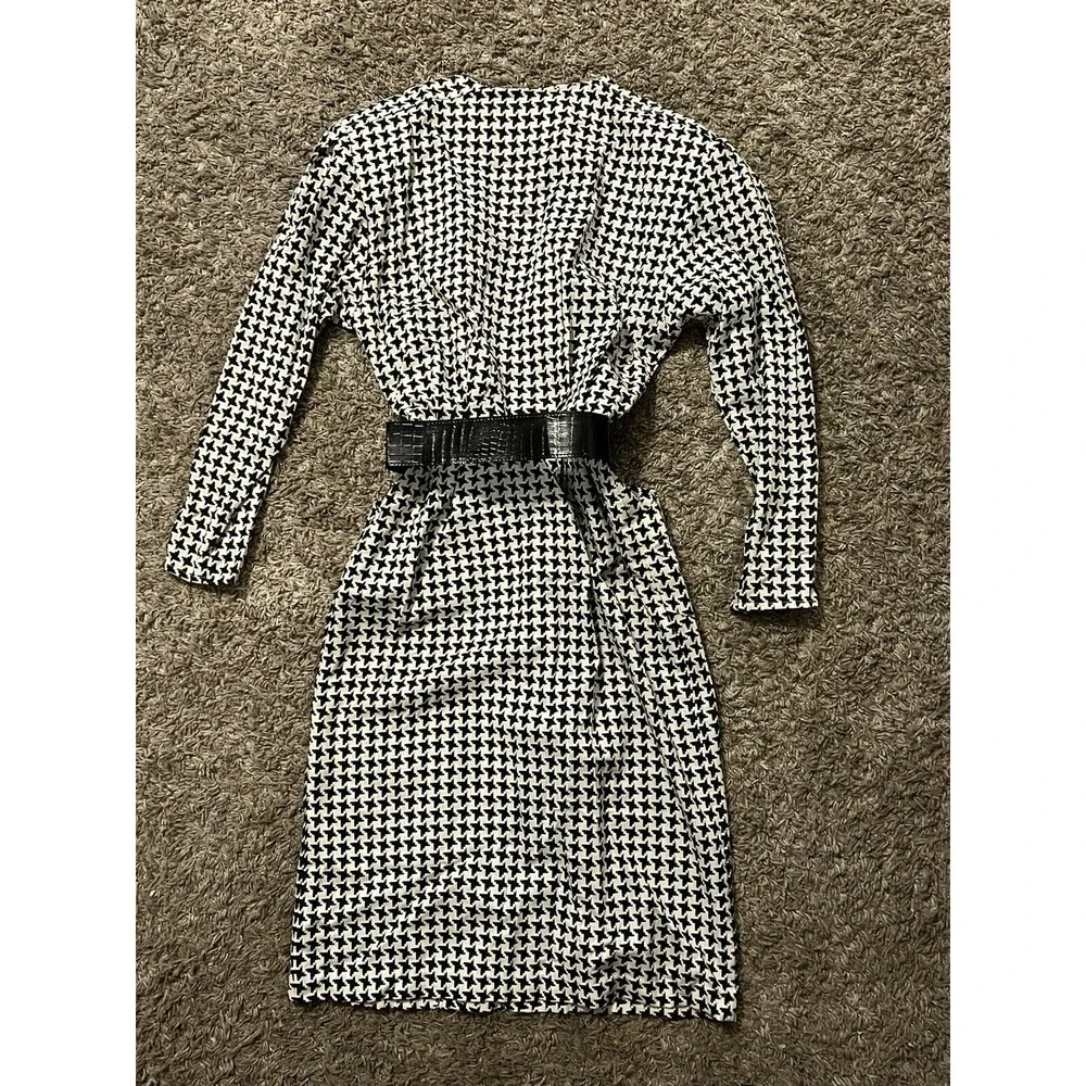 Vintage Blondie and Me Houndstooth Dress 1980s‎ Shoulder Pads Belt Size 3-4